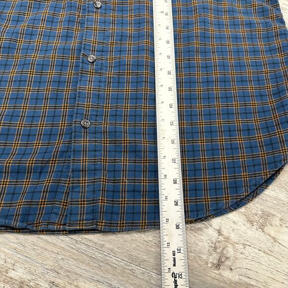 Bonobos Blue‎ Orange Plaid Mens XL Standard Fit Stretch Button Up Flannel Shirt - Picture 8 of 10